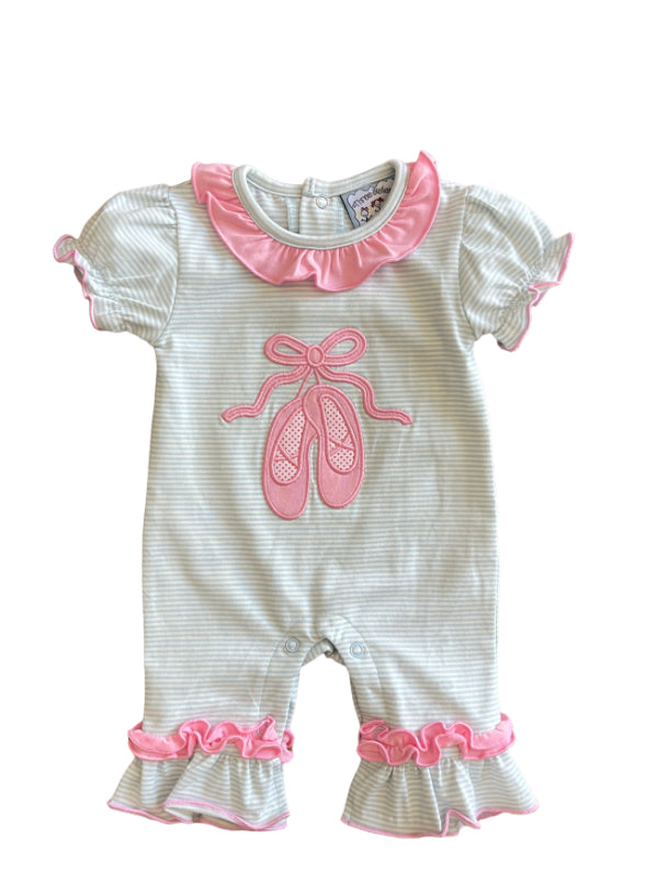 Ballet Shoes Applique Girl Romper