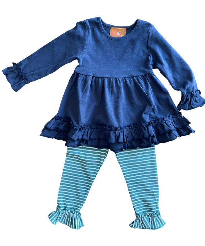 Mila Ruffle Paint Set in Navy & Green