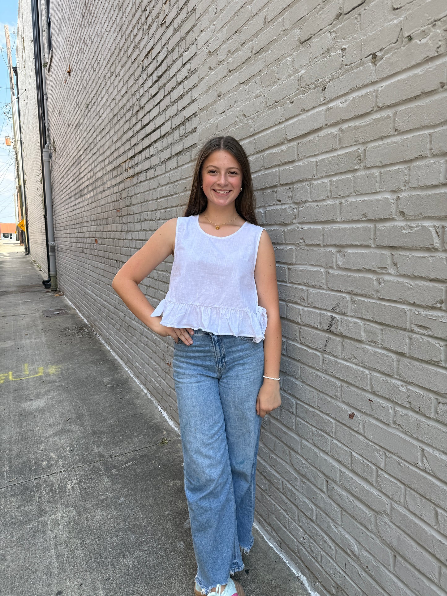 White Linen Bow Top