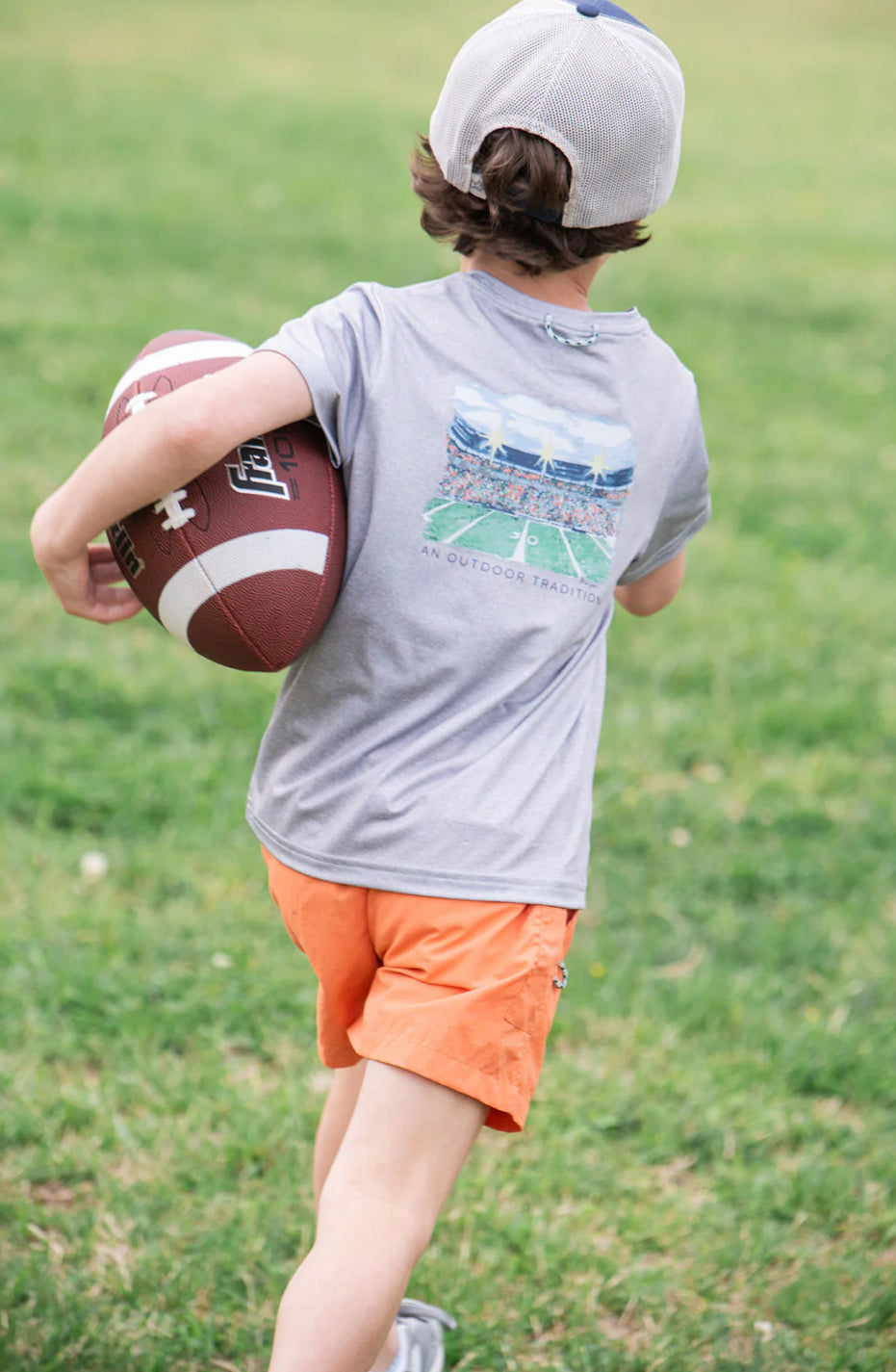 Kids Pro Performance Short Sleeve T Shirt in Heather Gray 50- Yard Line At Football Stadium