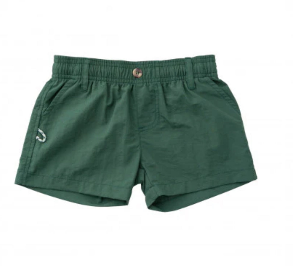 Boys Outrigger Performance Short in Smoke Pine Green