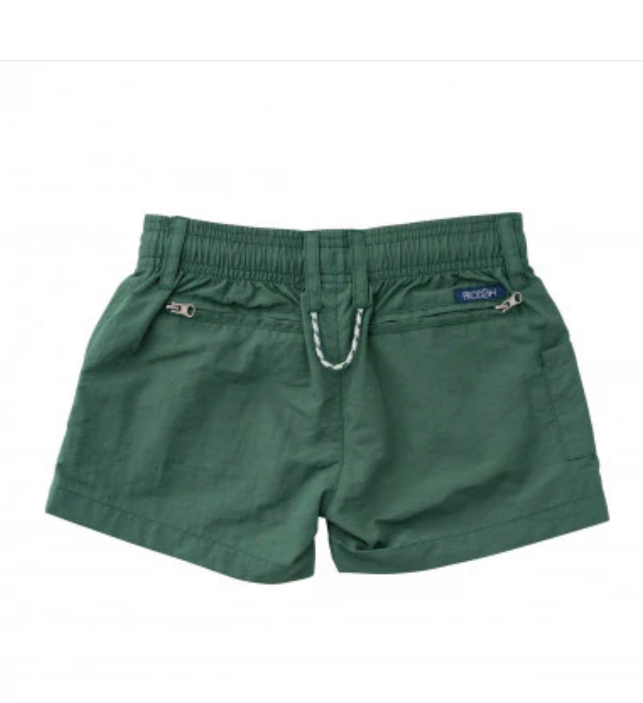 Boys Outrigger Performance Short in Smoke Pine Green