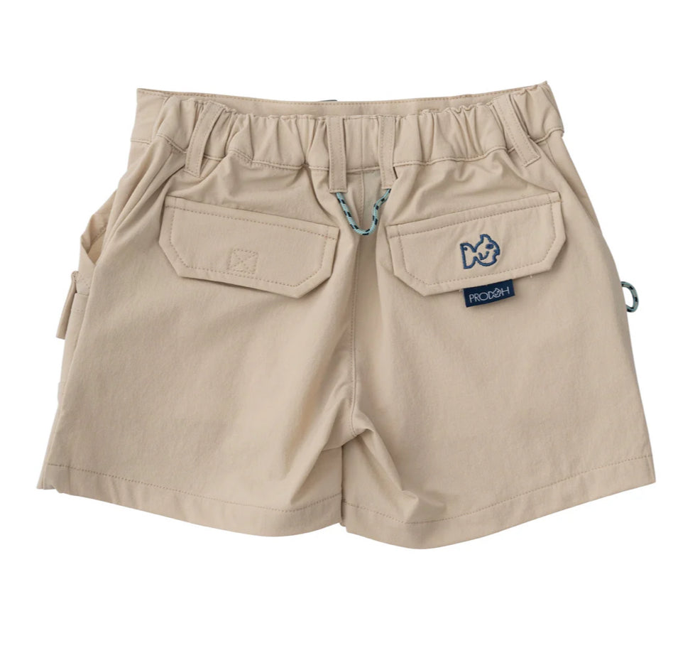 Boys Inshore Performance Short Classic Ancient Scroll Khaki