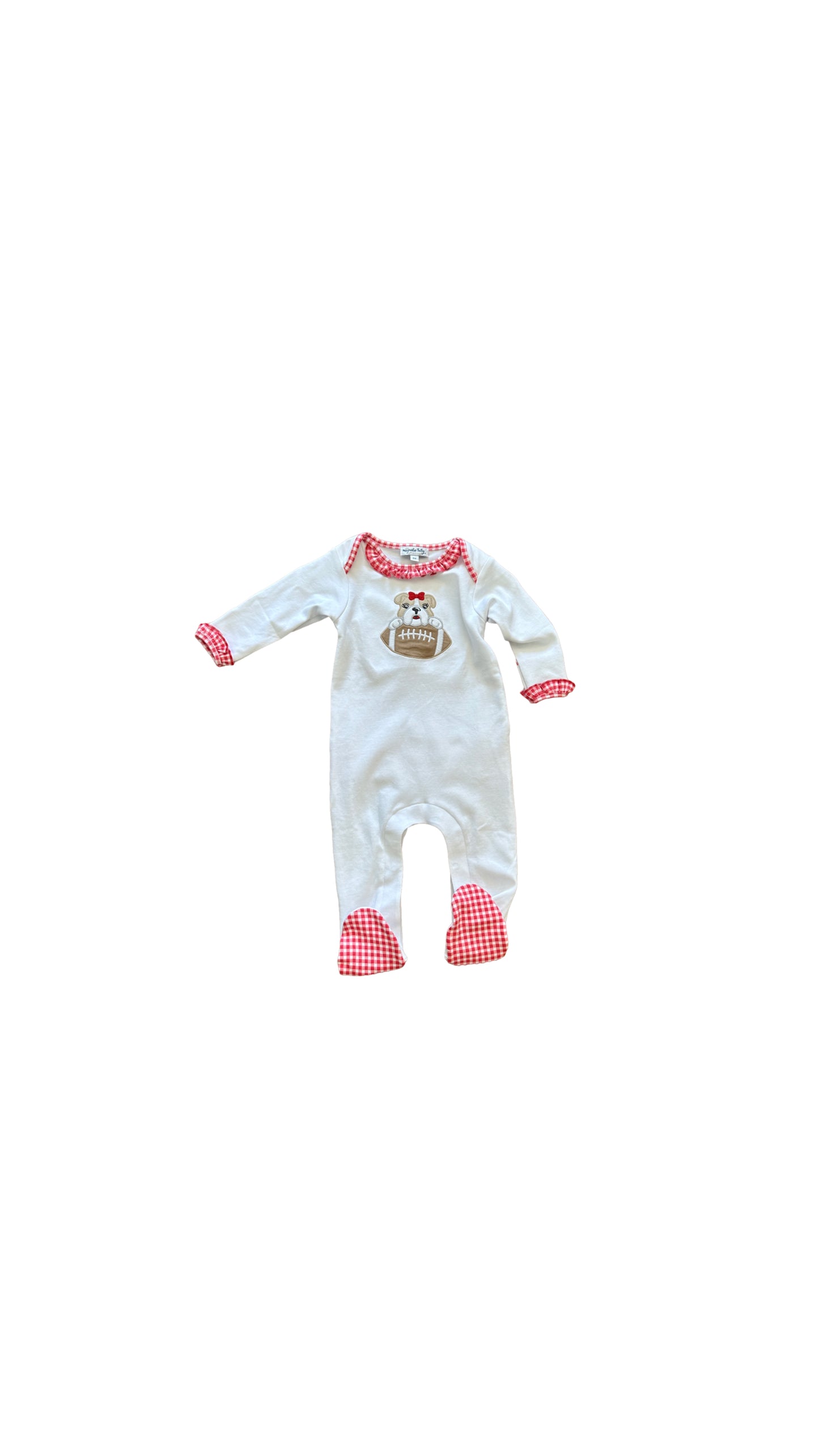 Girls Bulldog Football Applique Footie