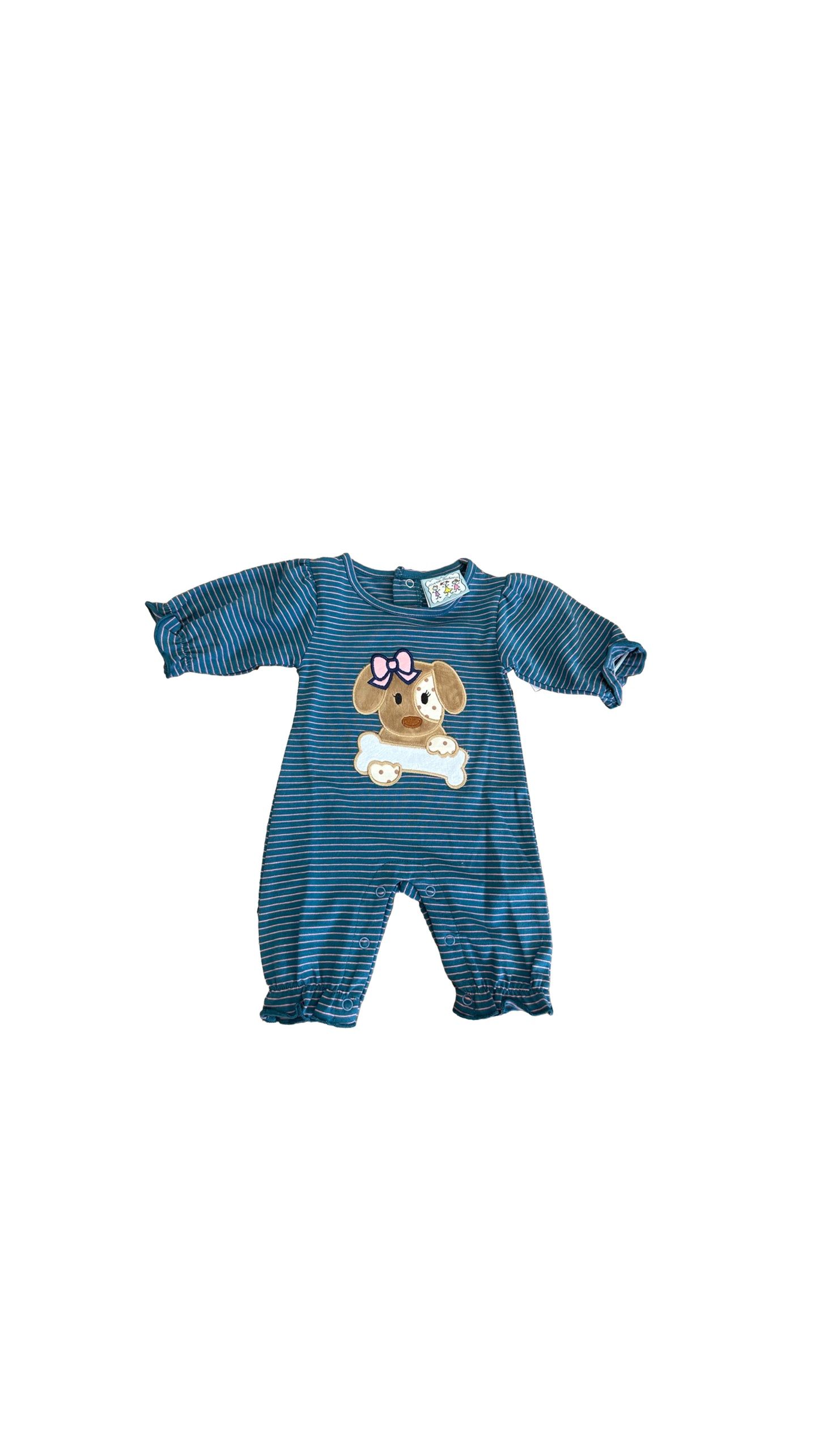 Puppy Applique Girls Romper