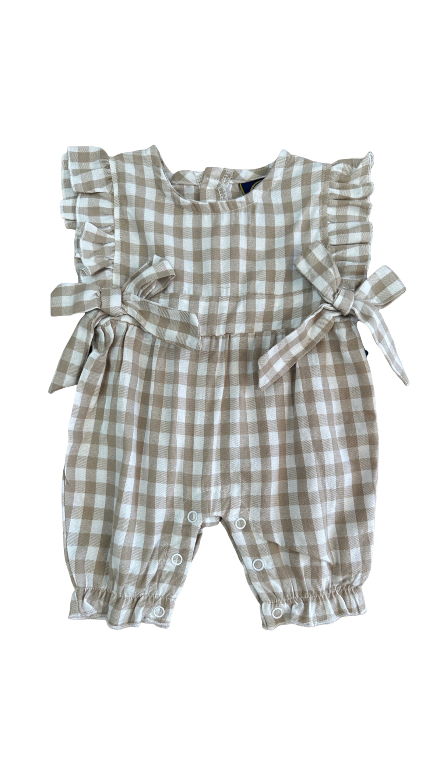 Molly Romper Khaki Gingham