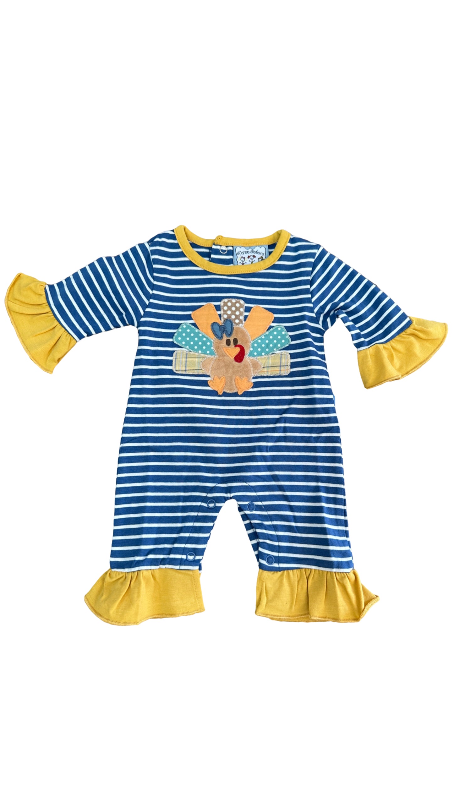 Turkey Applique Girls Romper