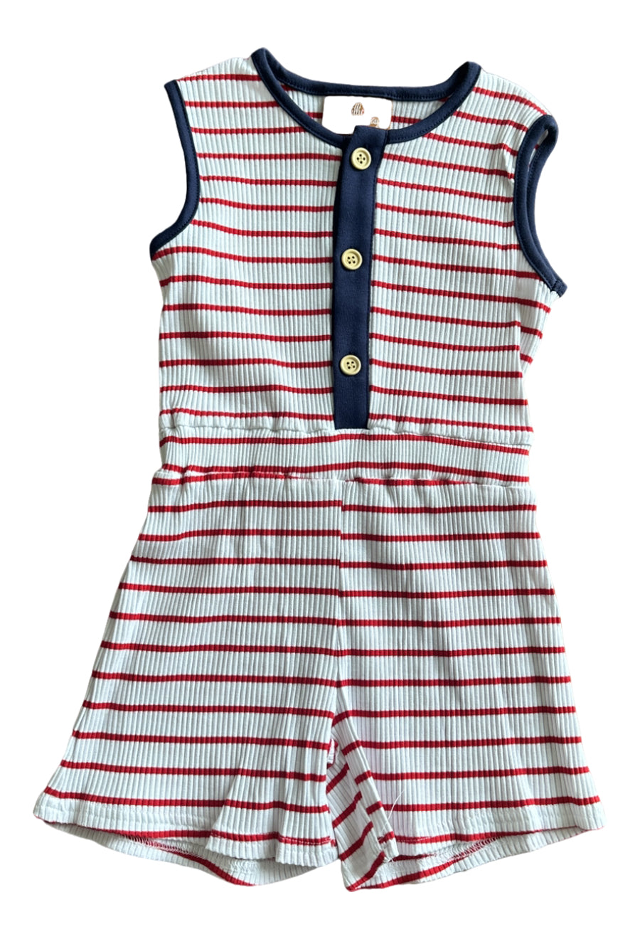 Lily Romper Red Stripe