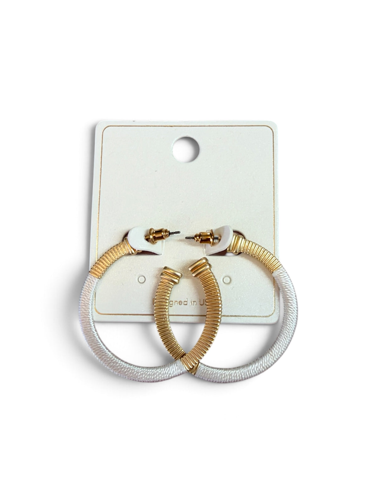 White and Gold Hoops
