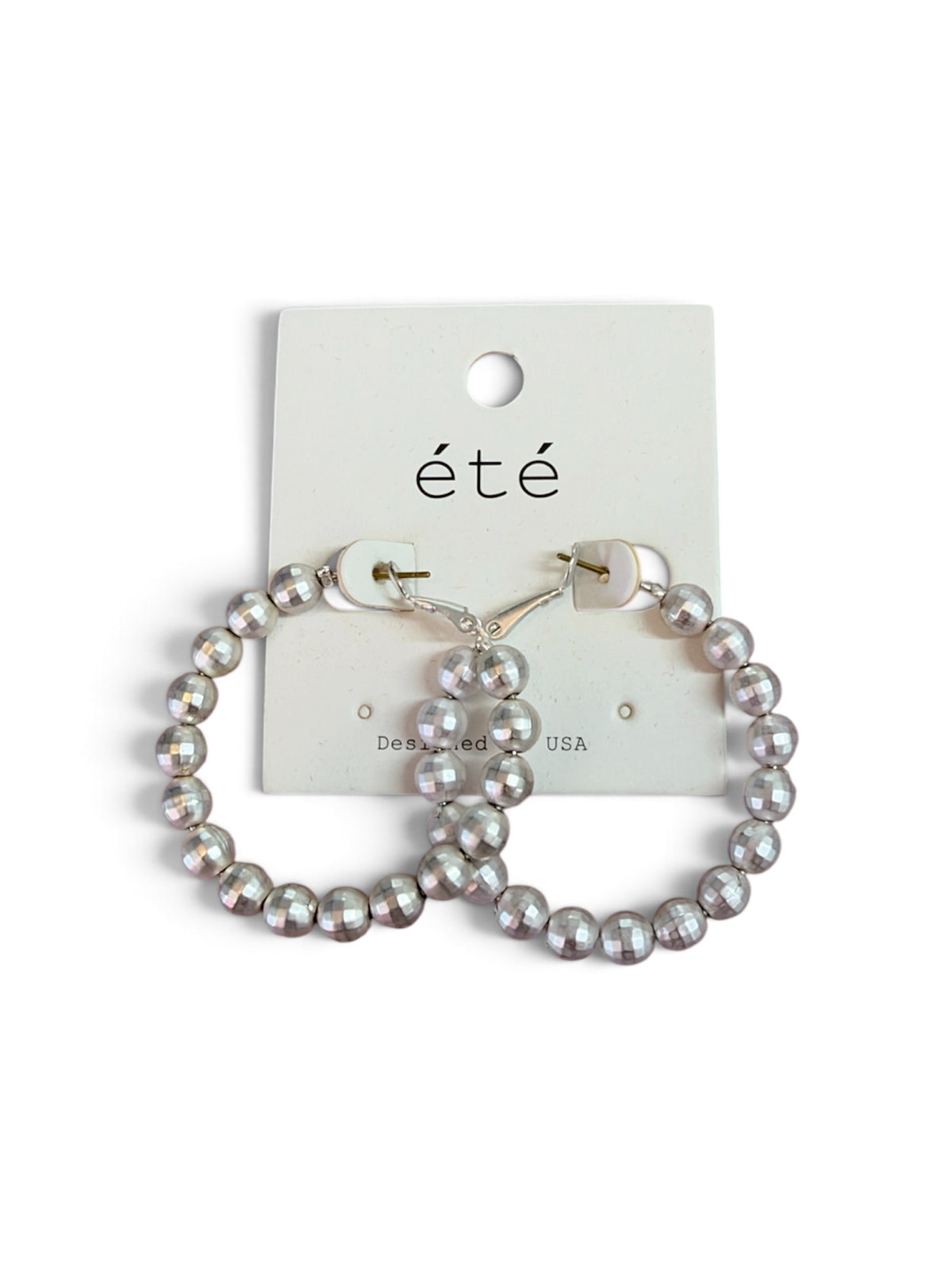 Silver Beaded Hoops