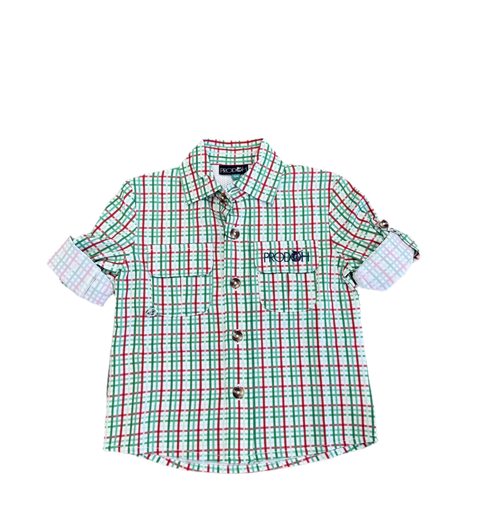 Boys' Long Sleeve Founders Kids Fishing Shirt in Christmas Wonderland