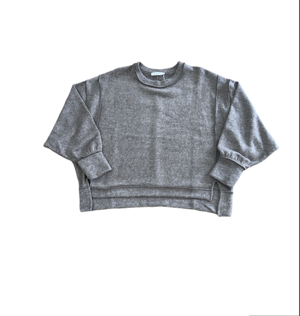 Acid Wash Exposed Seam Fleece Sweatshirt -Brown