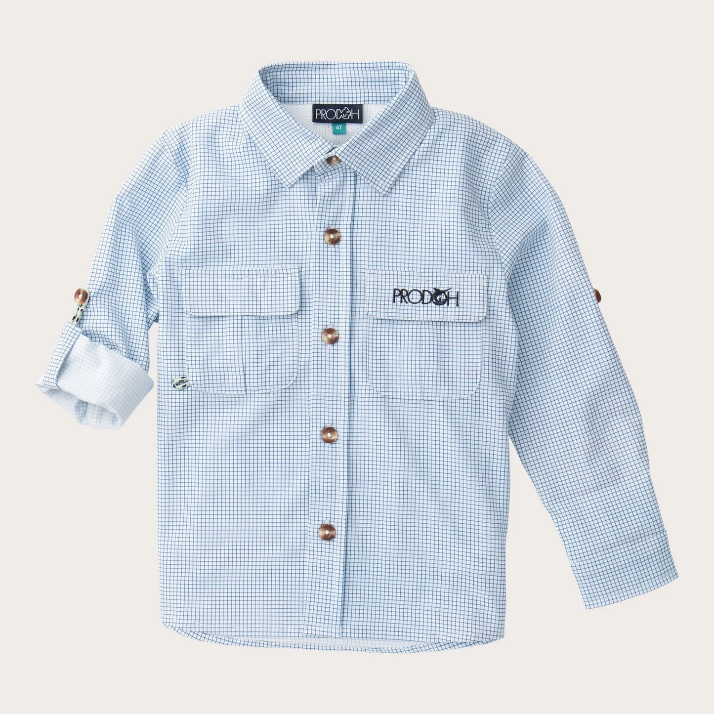 Boys' Long Sleeve Founders Kids Fishing Shirt Navy Blue Peony Surfside Plaid