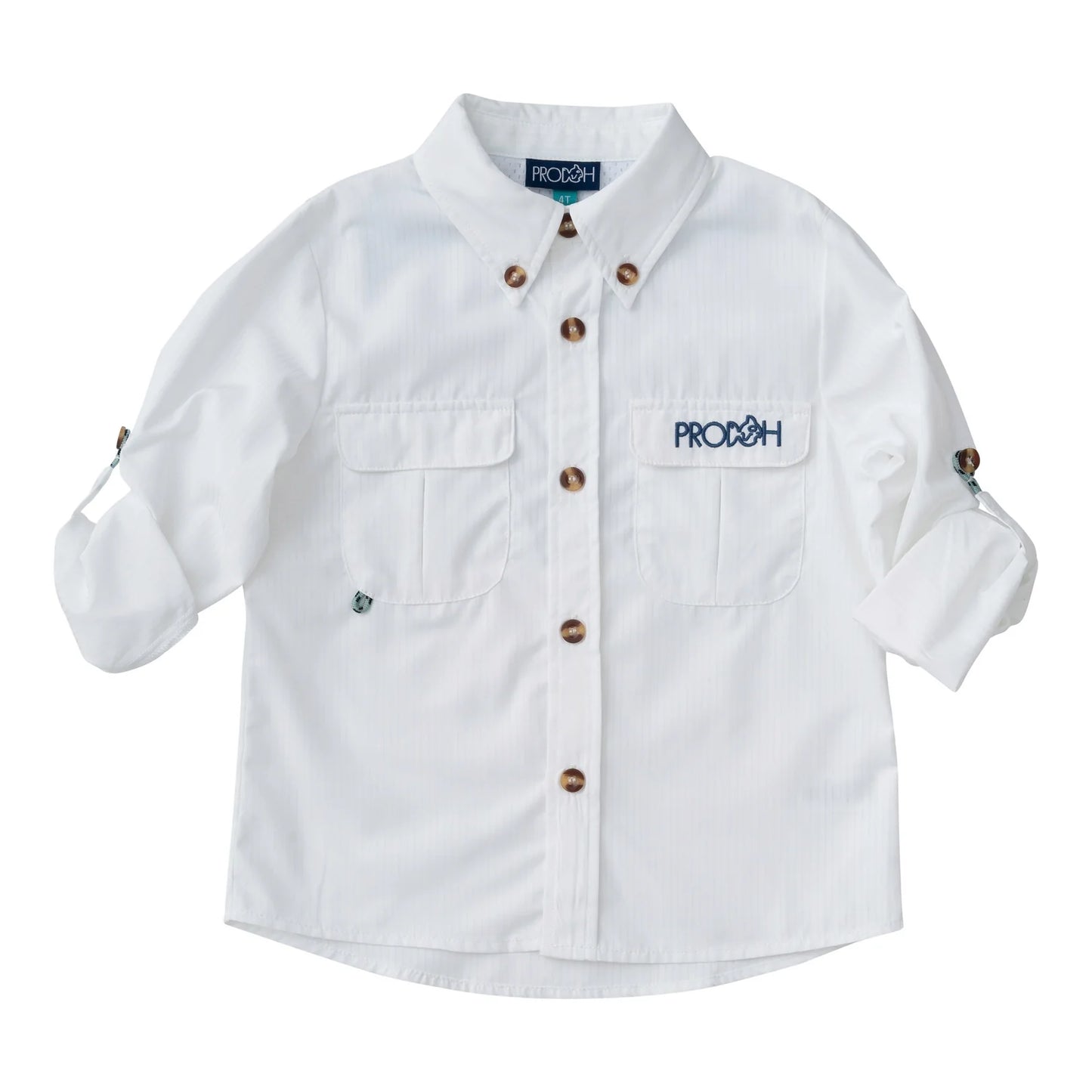Long Sleeve Founders Kids Fishing Shirt — Bright White