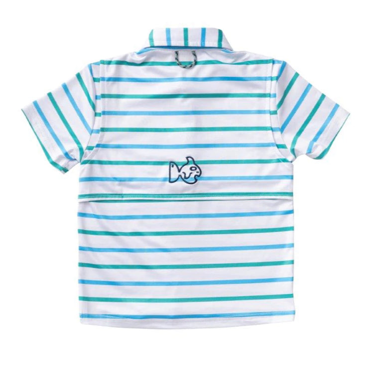 Prodoh Boys Pro Polo in Water Garden Stripe