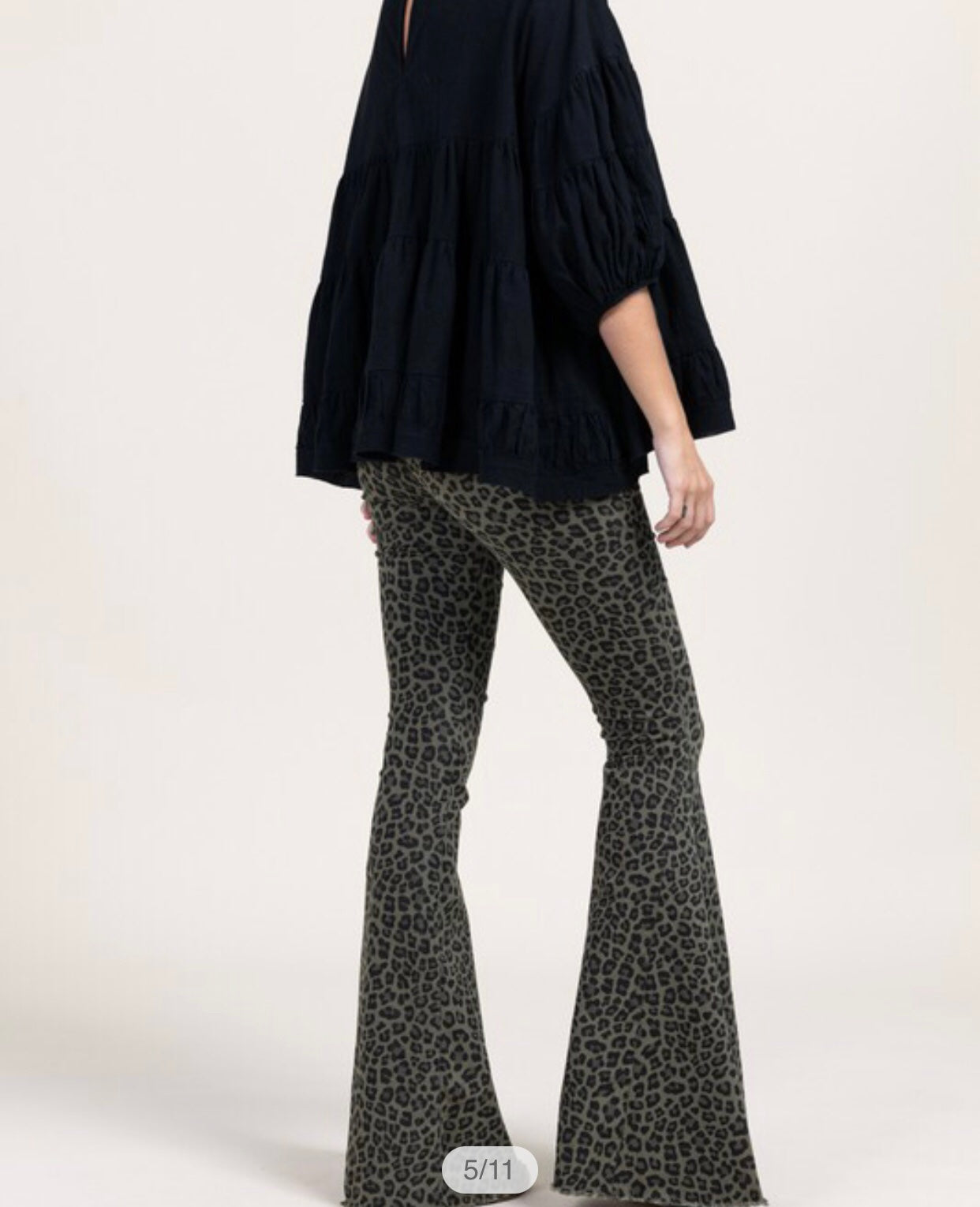 High-Rise Leopard Print Olive Flares