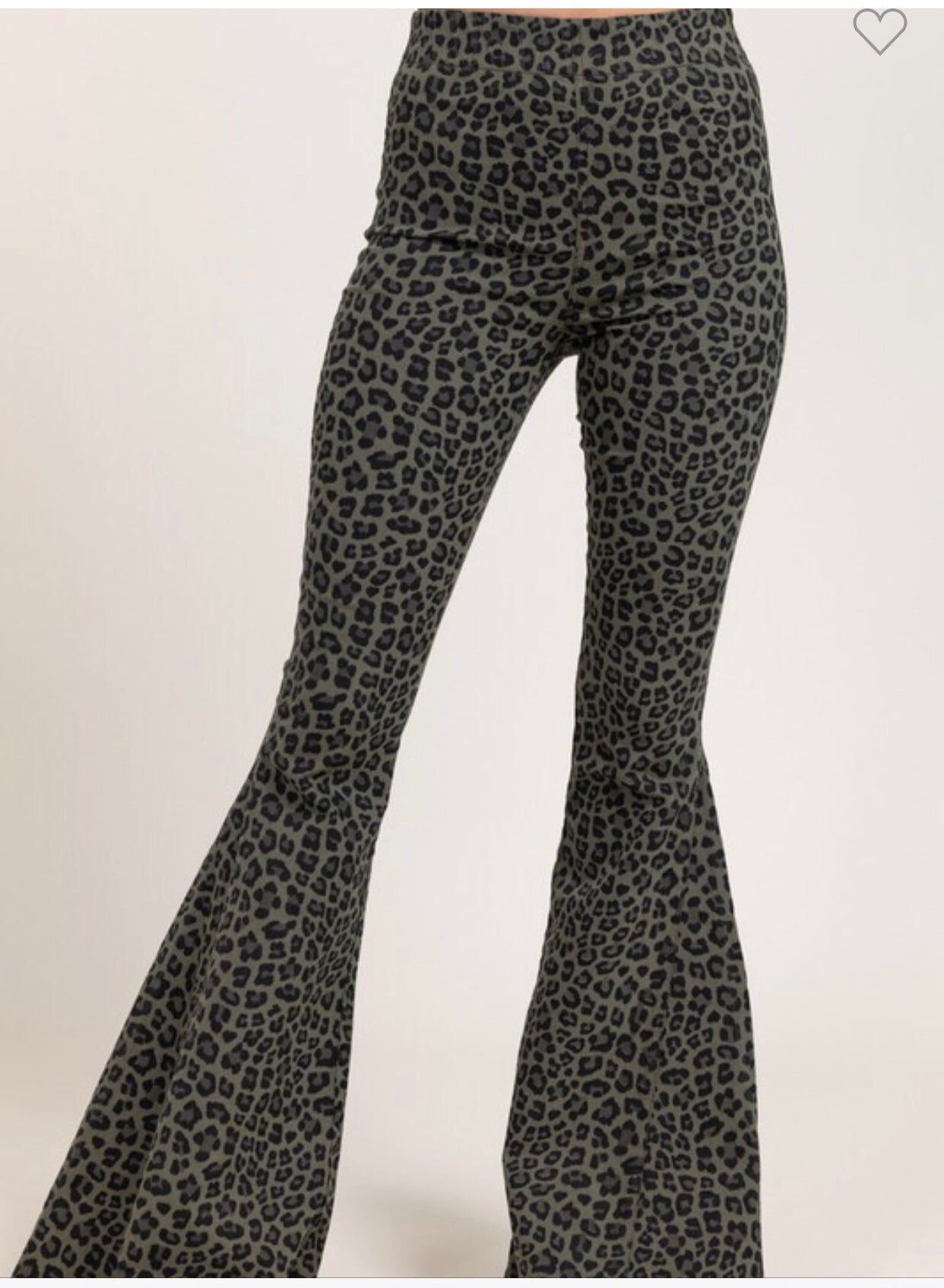 High-Rise Leopard Print Olive Flares
