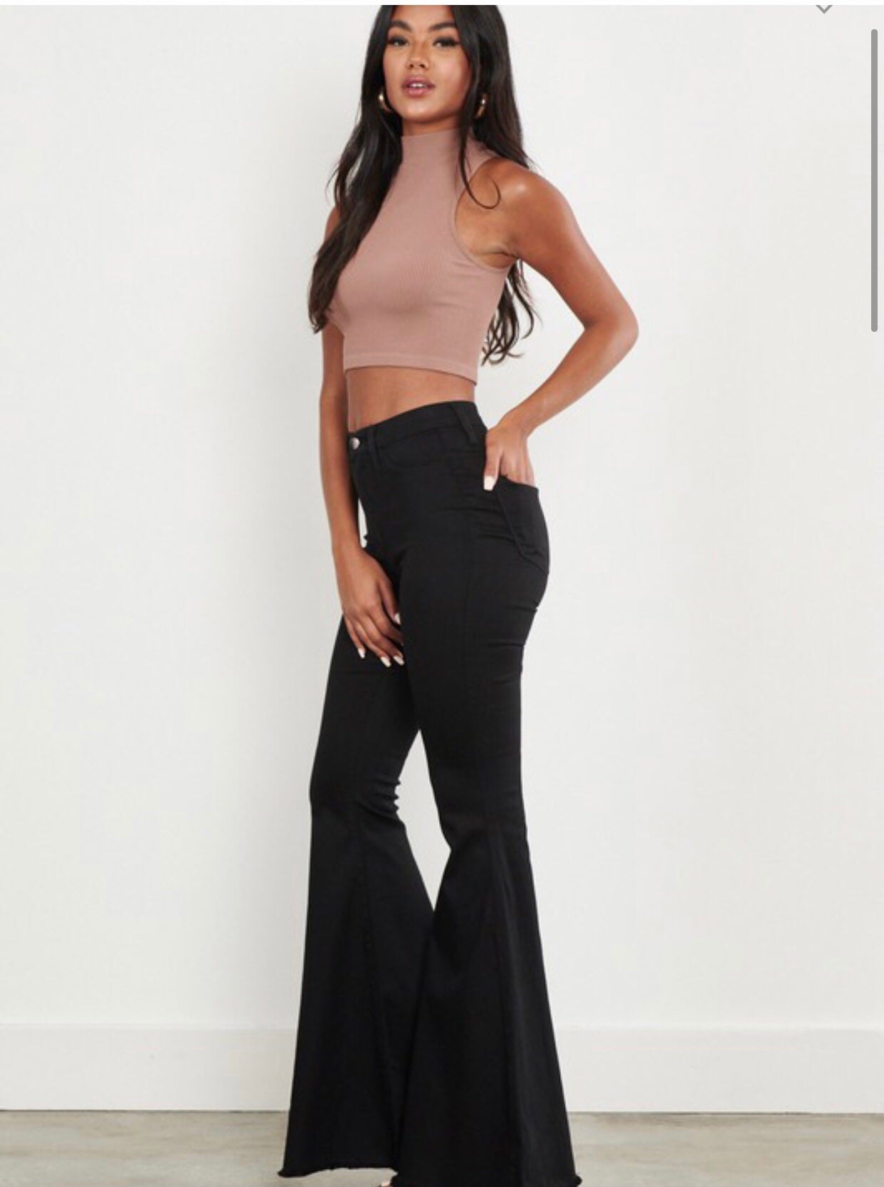 High-Waisted Black Flares
