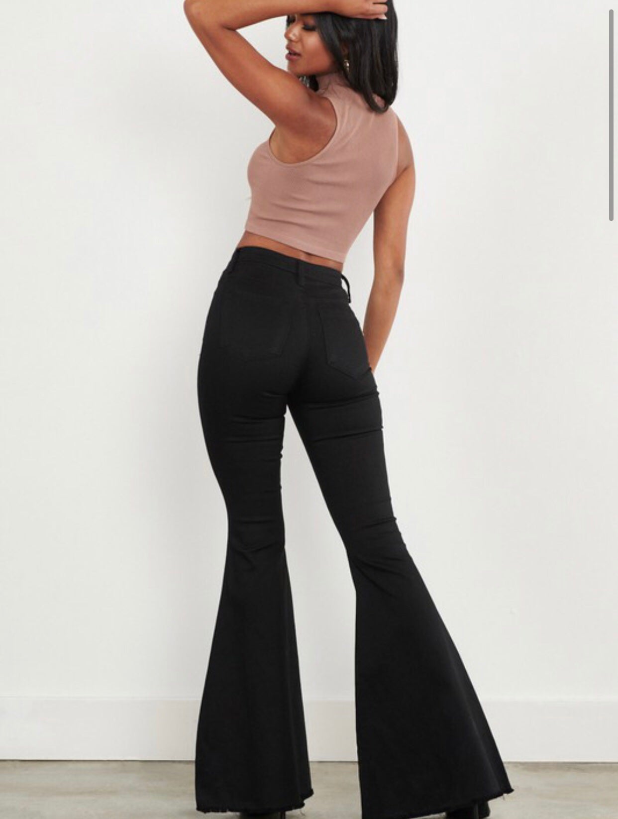 High-Waisted Black Flares