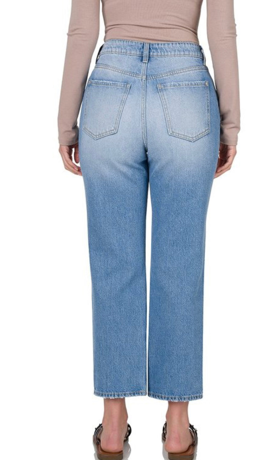 Light Distressed Mom Jeans