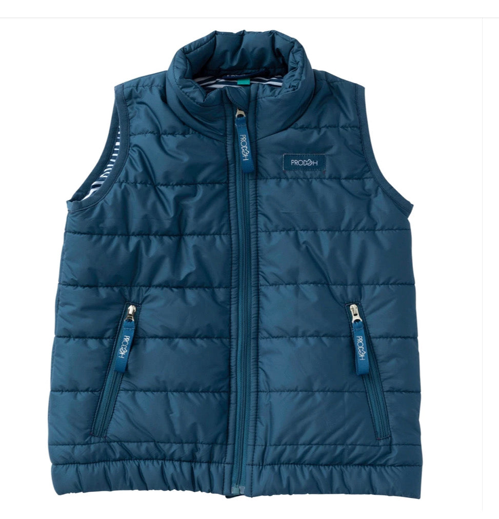 Prodoh Puffer Vest - Painterly Stripe Liner - Ensign Blue