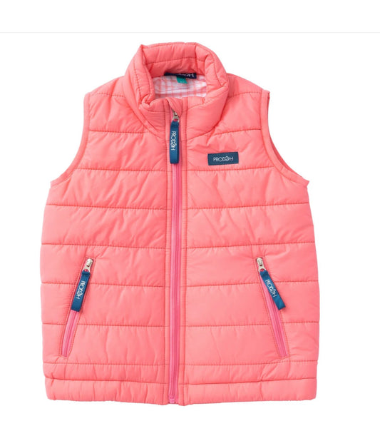 Prodoh Puffer Vest - Painted Gingham Liner - Flamingo Pink