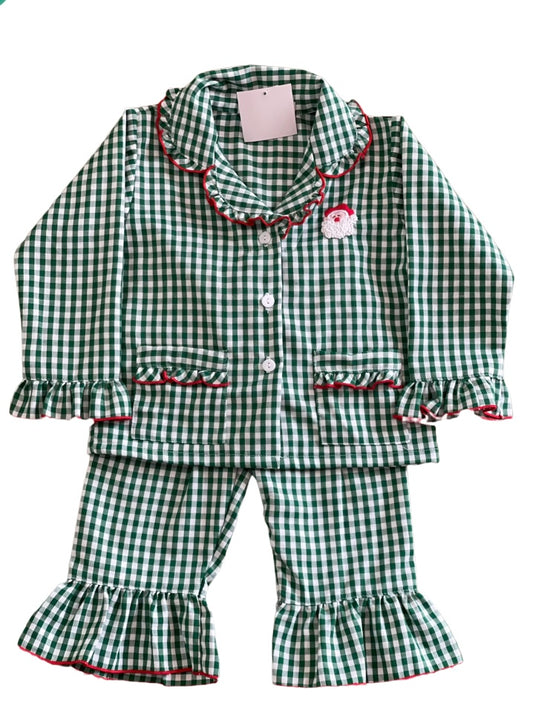 Green Girl Gingham Pajama Set