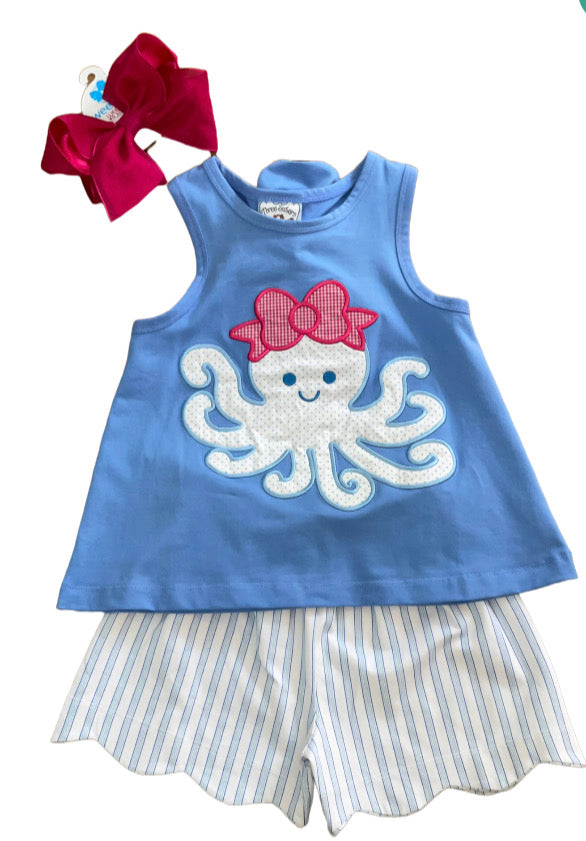 Octopus Applique Tank Short Set