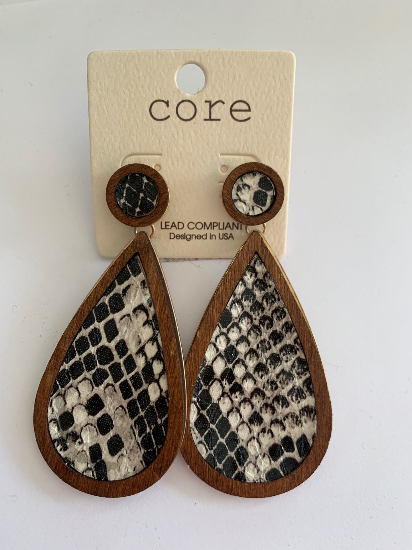 Snakeskin Brown Bordered Earrings