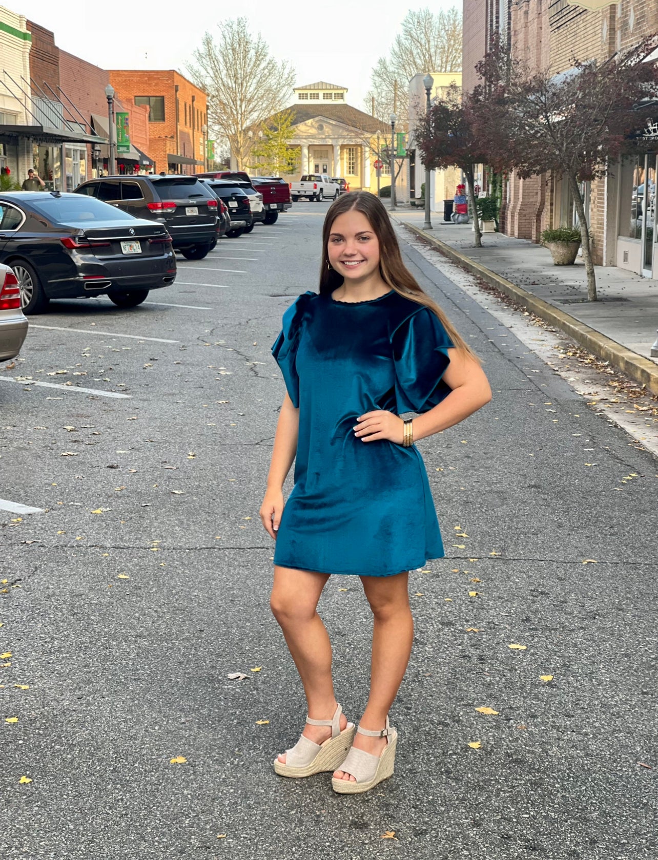 Teal Velvet The Night Away Dress