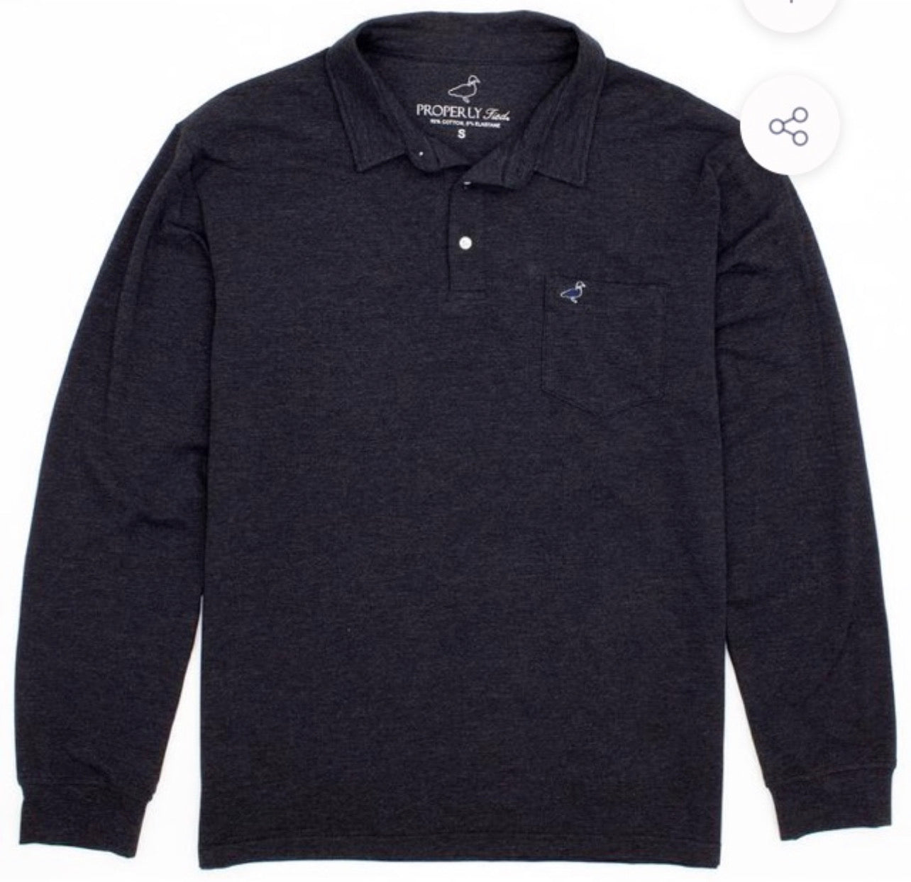 LD Harrison Pocket Polo LS Charcoal