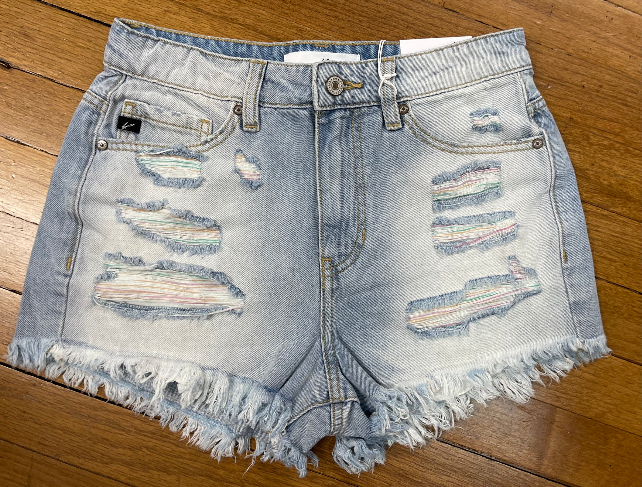 KanCan Multi-Color Thread Denim Shorts