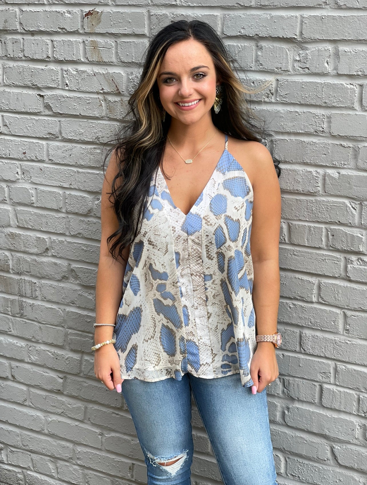 Adrienne Snakeprint Sky