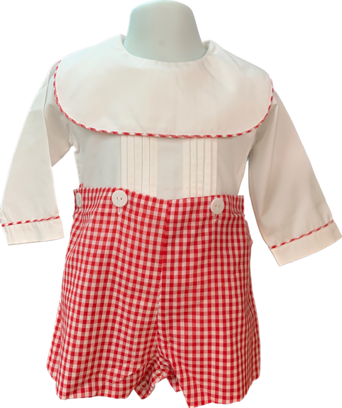 Two Piece White & Plaid Set