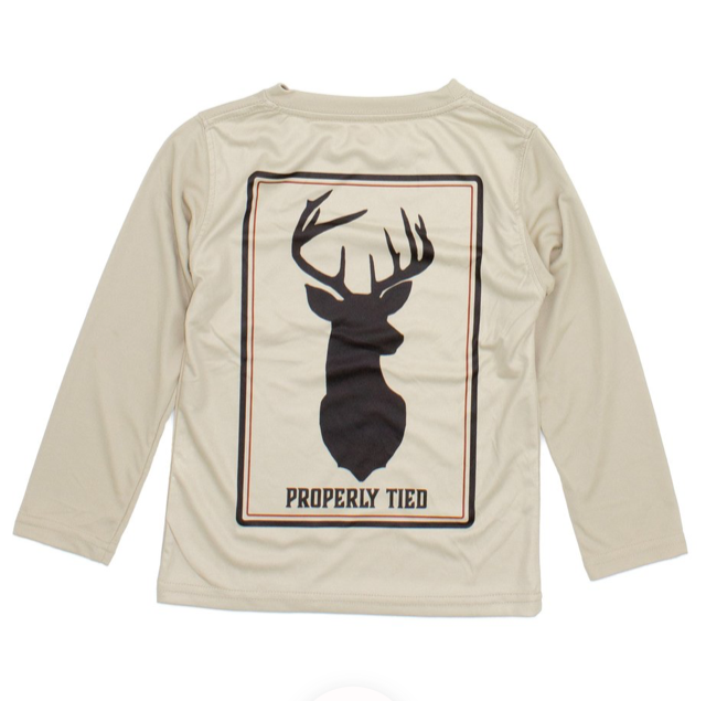 Properly Tied LS Deer Mount Sand Performance Tee