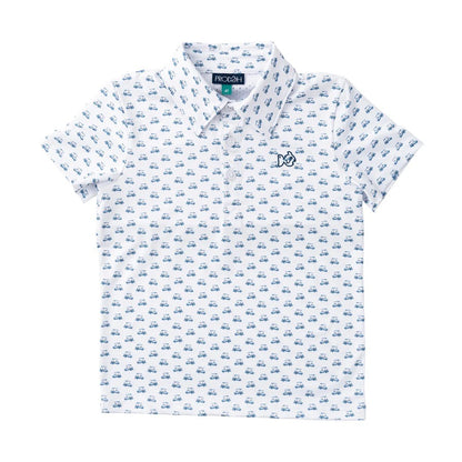 Boys Short Sleeve Pro Performance Polo Golf Cart Print