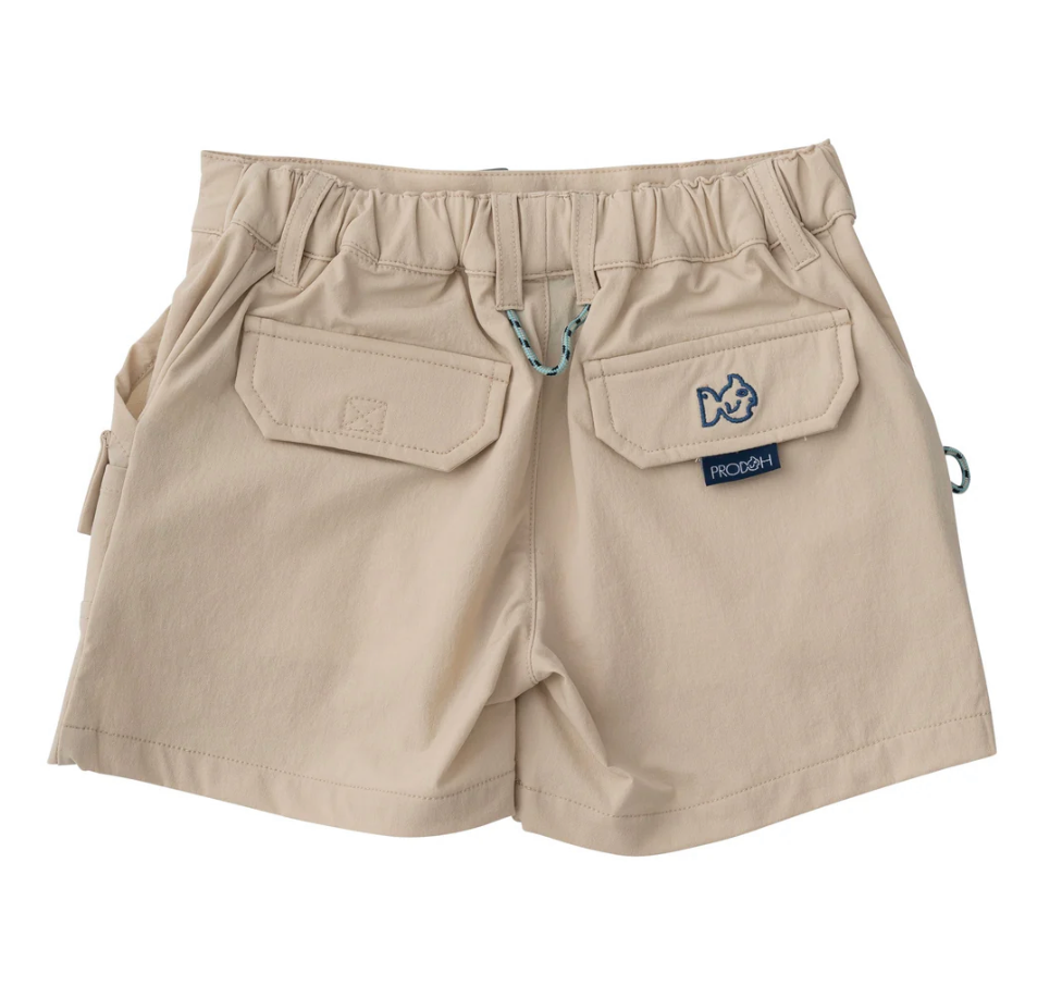 Boys Inshore Performance Short in Classic Light Khaki Wash