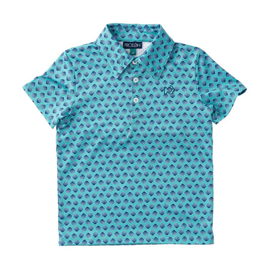 Prodoh Boys Short Sleeve Pro Performance PoloMarine Green Shell Print