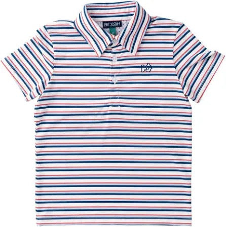 Boys Short Sleeve Pro Performance Striped Polo