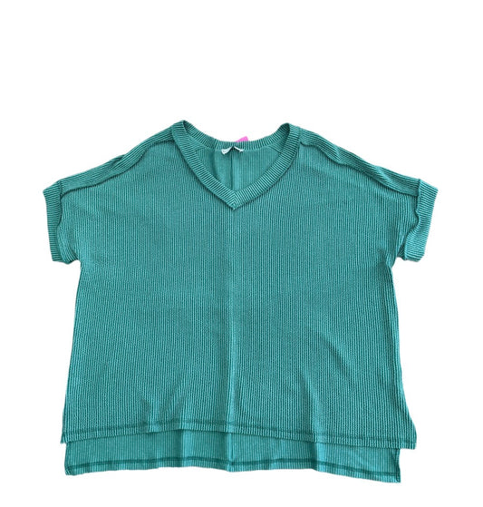 Women's Zenana Raised Rib V-Neck Top-Green