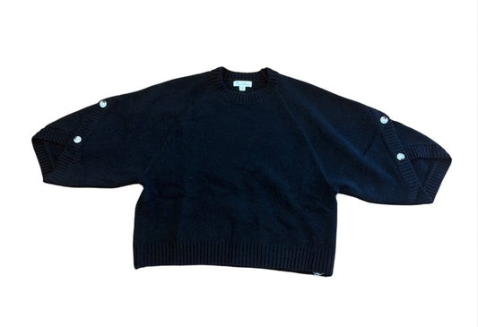 Black Button Sleeve Knit Pullover