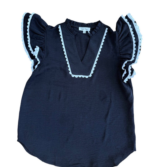 Midnight Scallop Blouse