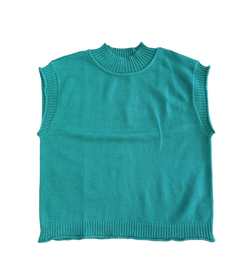 Green Sleeveless Knitted Top