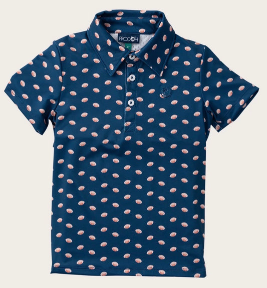 Prodoh  Boys Short Sleeve Pro Performance Polo Shirt in Football Print