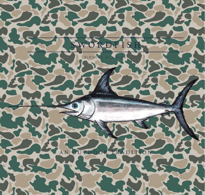 Kids Pro Performance Hoodie T Shirt in Break Point Camo with Swordfish