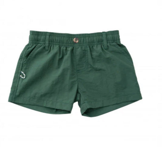 Boys Outrigger Performance Short in Smoke Pine Green
