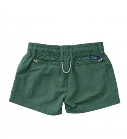 Boys Outrigger Performance Short in Smoke Pine Green