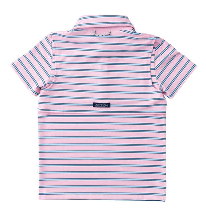 Prodoh Short Sleeve Pro Performance Polo-Pink Frosting Sea Island Stripe