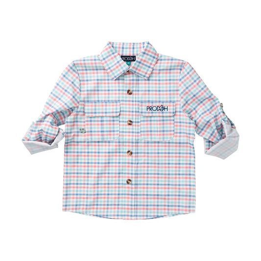 Boys' Long Sleeve Founders Kids Fishing Shirt Strawberry Ice Tide Point Plaid