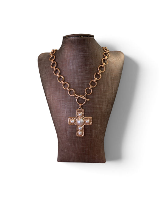 Pearl Cross Pendent Necklace